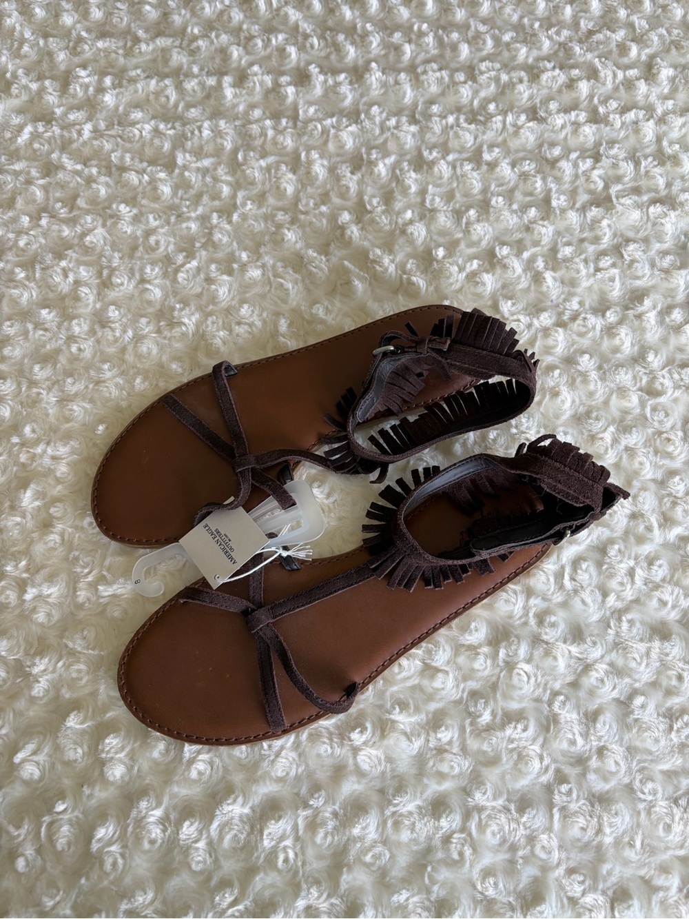 New Size 8 American Eagle Outfitters Brown Fringe Sandals